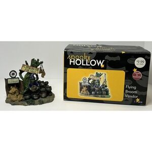 Spooky Hollow Halloween Haunted Village Flying Broom Vendor‎ Witch Cauldrons